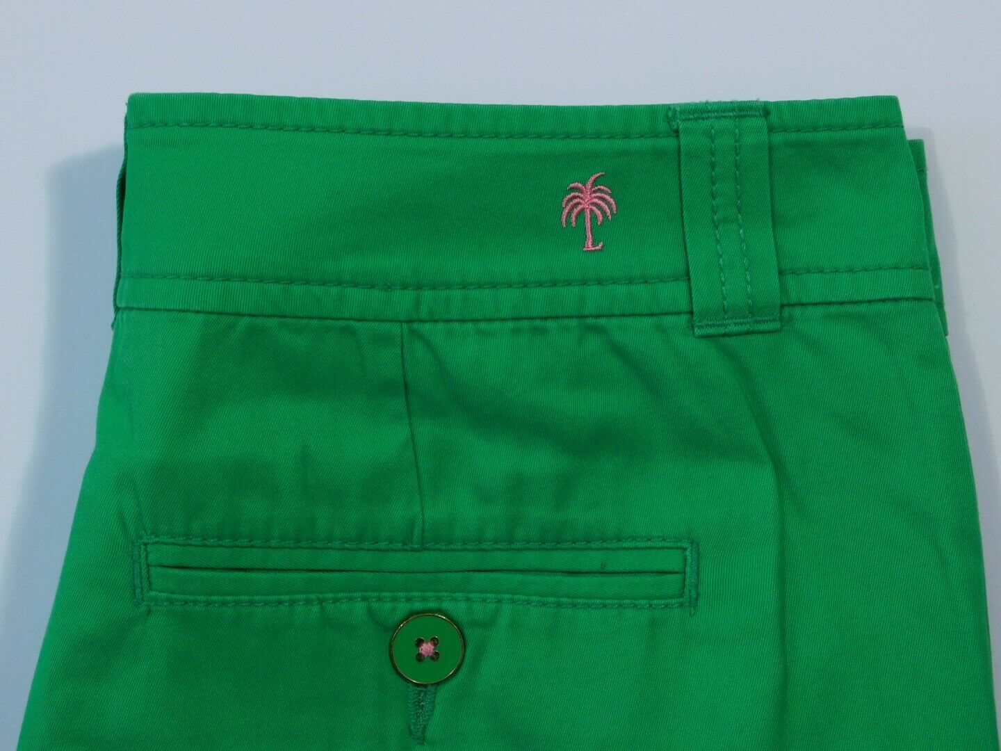 LILLY PULITZER Women's Kelly Green Flat Front Cotton Walking Short Sz 4 - Image 5