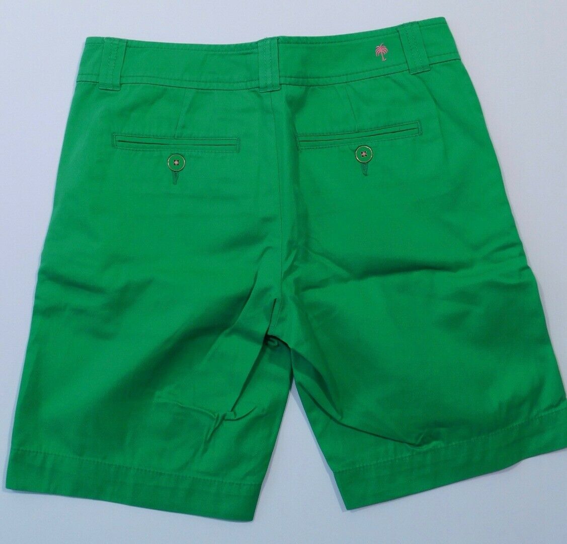 LILLY PULITZER Women's Kelly Green Flat Front Cotton Walking Short Sz 4 - Image 6