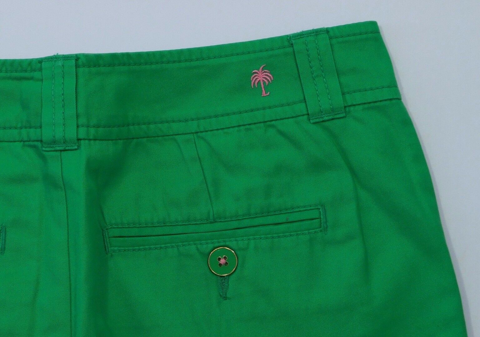 LILLY PULITZER Women's Kelly Green Flat Front Cotton Walking Short Sz 4 - Image 7