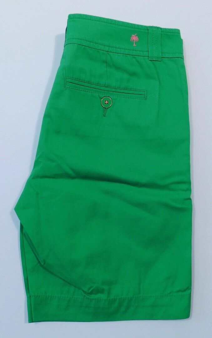 LILLY PULITZER Women's Kelly Green Flat Front Cotton Walking Short Sz 4