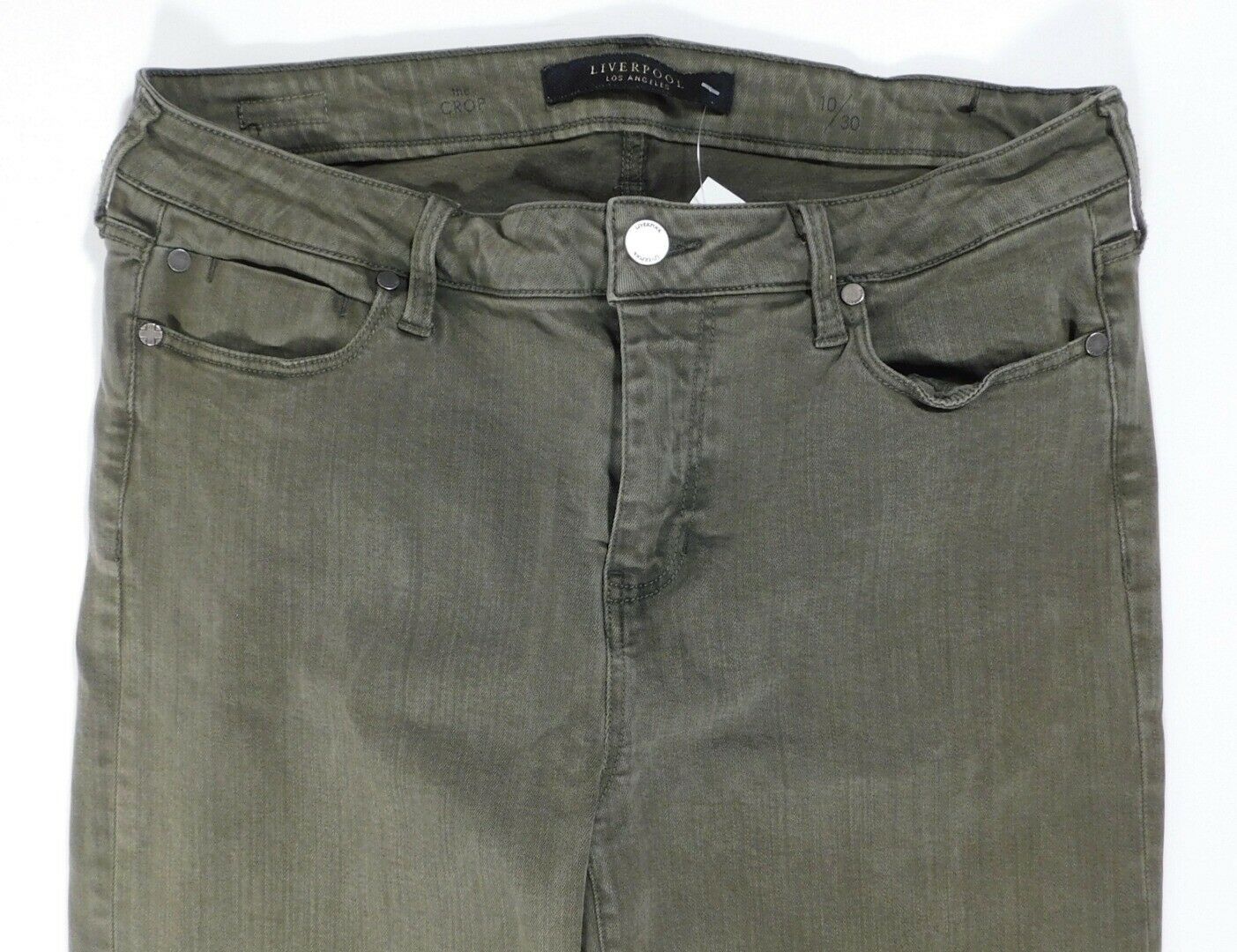 LIVERPOOL LOS ANGELES Women's Sicilian Olive Cotton Stretch The Crop Jean Sz 10 - Image 4