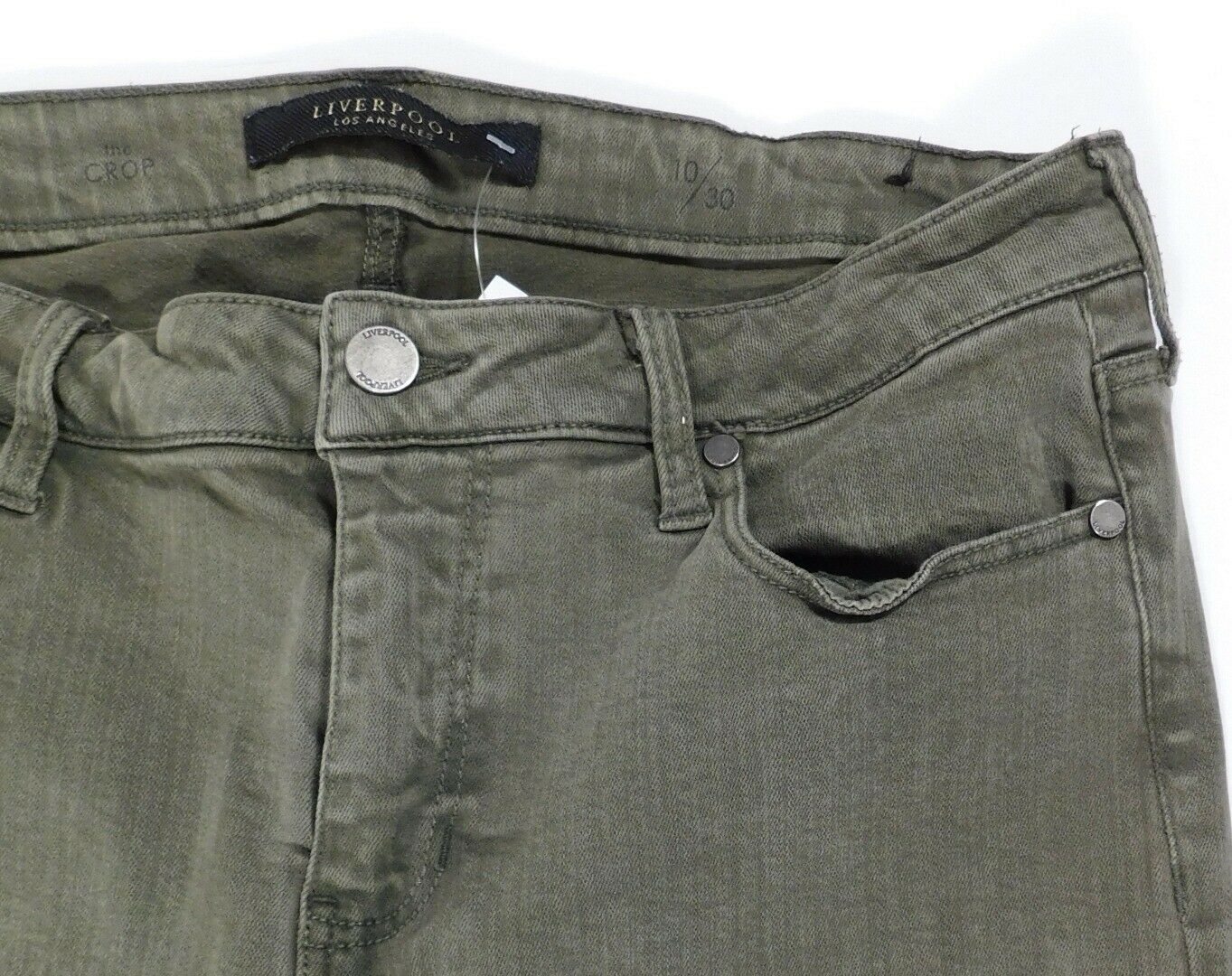 LIVERPOOL LOS ANGELES Women's Sicilian Olive Cotton Stretch The Crop Jean Sz 10 - Image 5