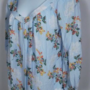 MAEVE BY ANTHROPOLOGIE Women's Blue Red Green Yellow Floral V-Neck Blouse Sz 6