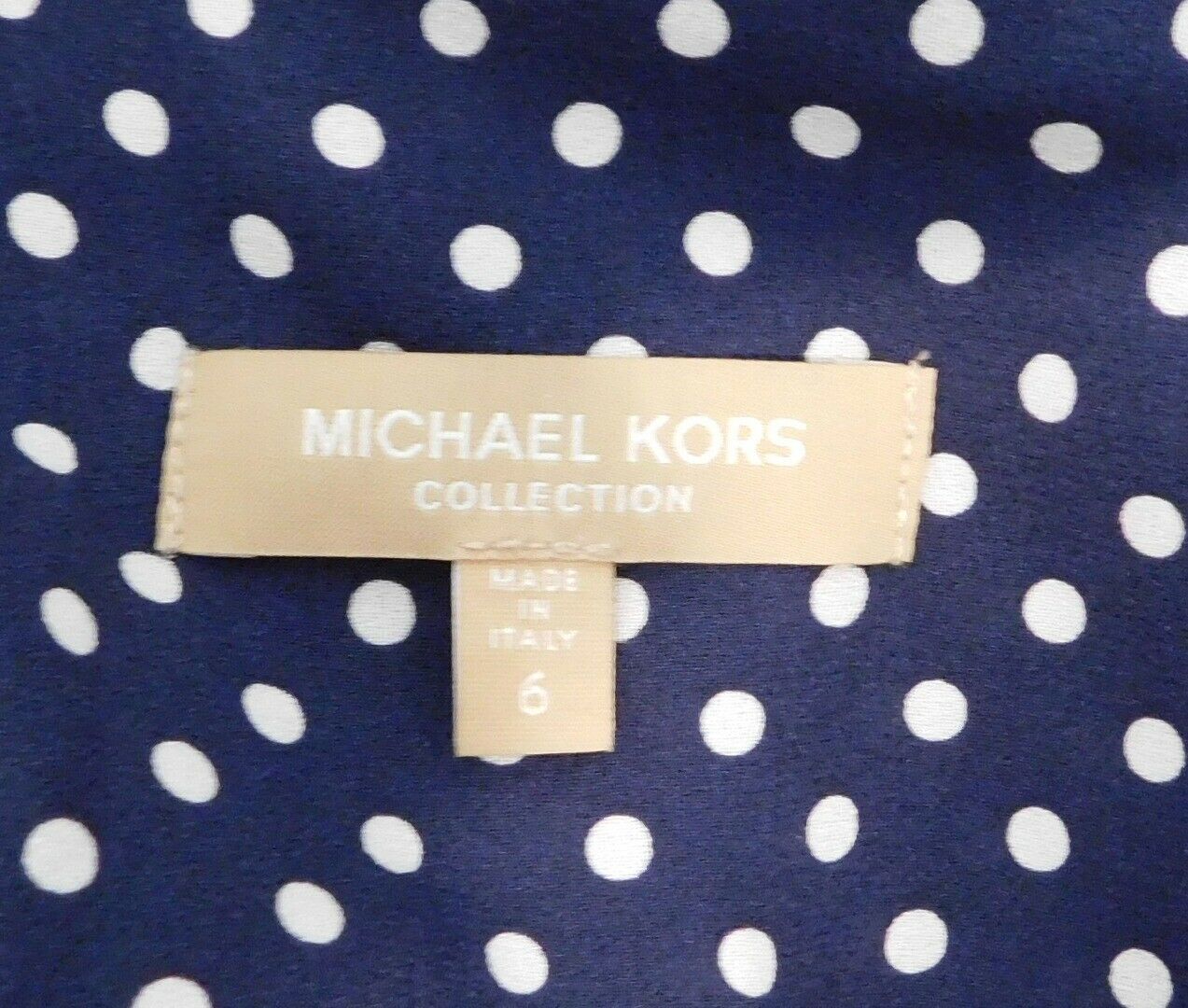 MICHAEL KORS COLLECTION Women's Maritime Blue Dot Neck Tie Silk Blouse Sz 6 $890 - Image 6