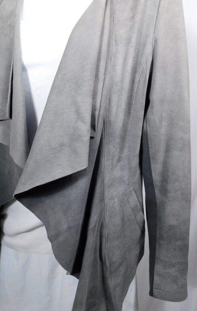 MY TRIBE Women's Gray Suede Drape Front Blazer Jacket Sz M - Image 5