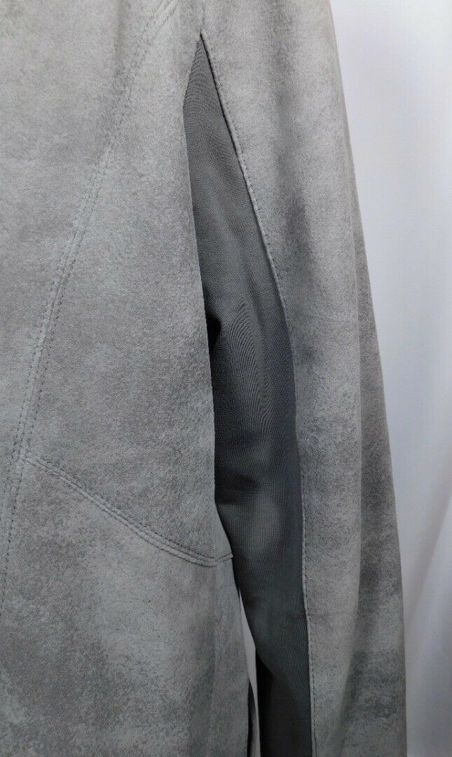 MY TRIBE Women's Gray Suede Drape Front Blazer Jacket Sz M - Image 6