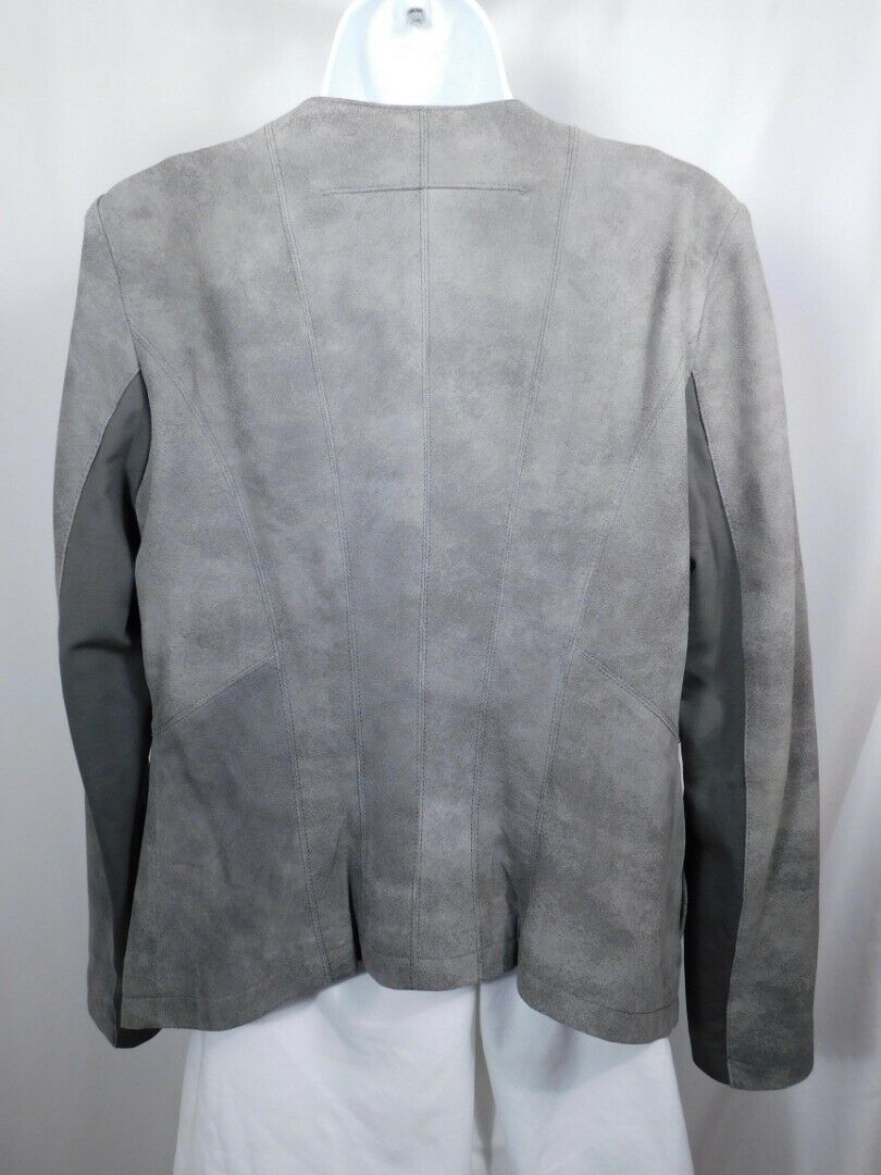 MY TRIBE Women's Gray Suede Drape Front Blazer Jacket Sz M - Image 7