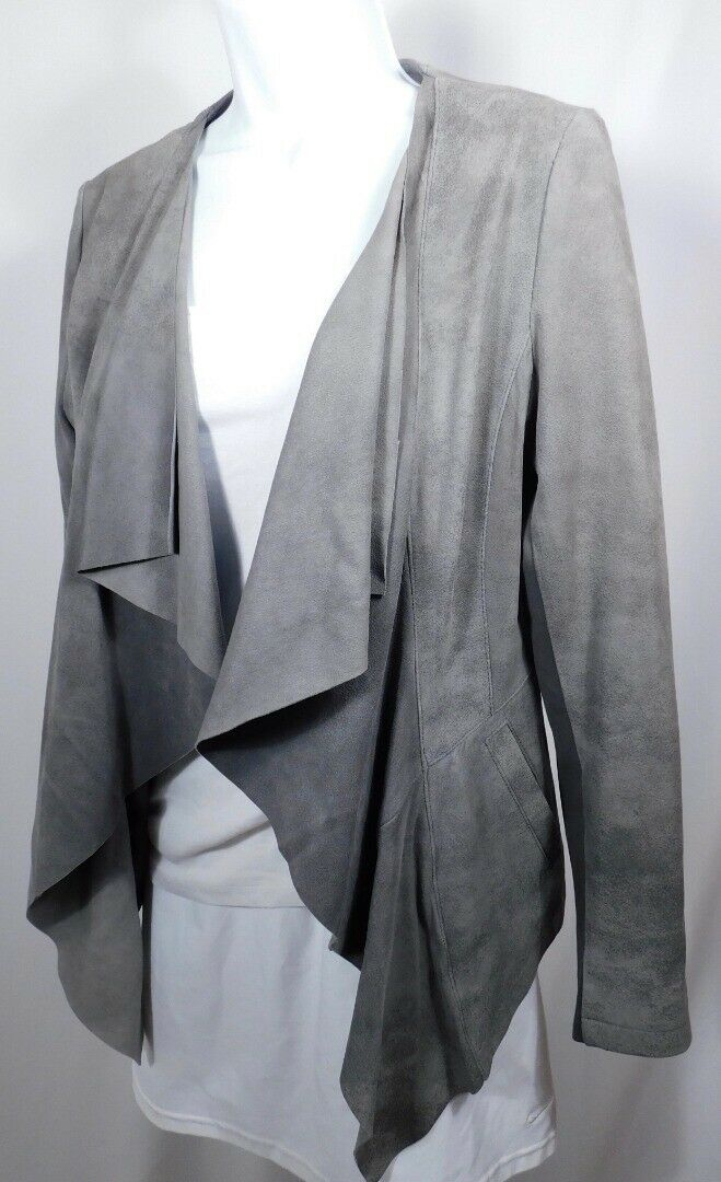 MY TRIBE Women's Gray Suede Drape Front Blazer Jacket Sz M