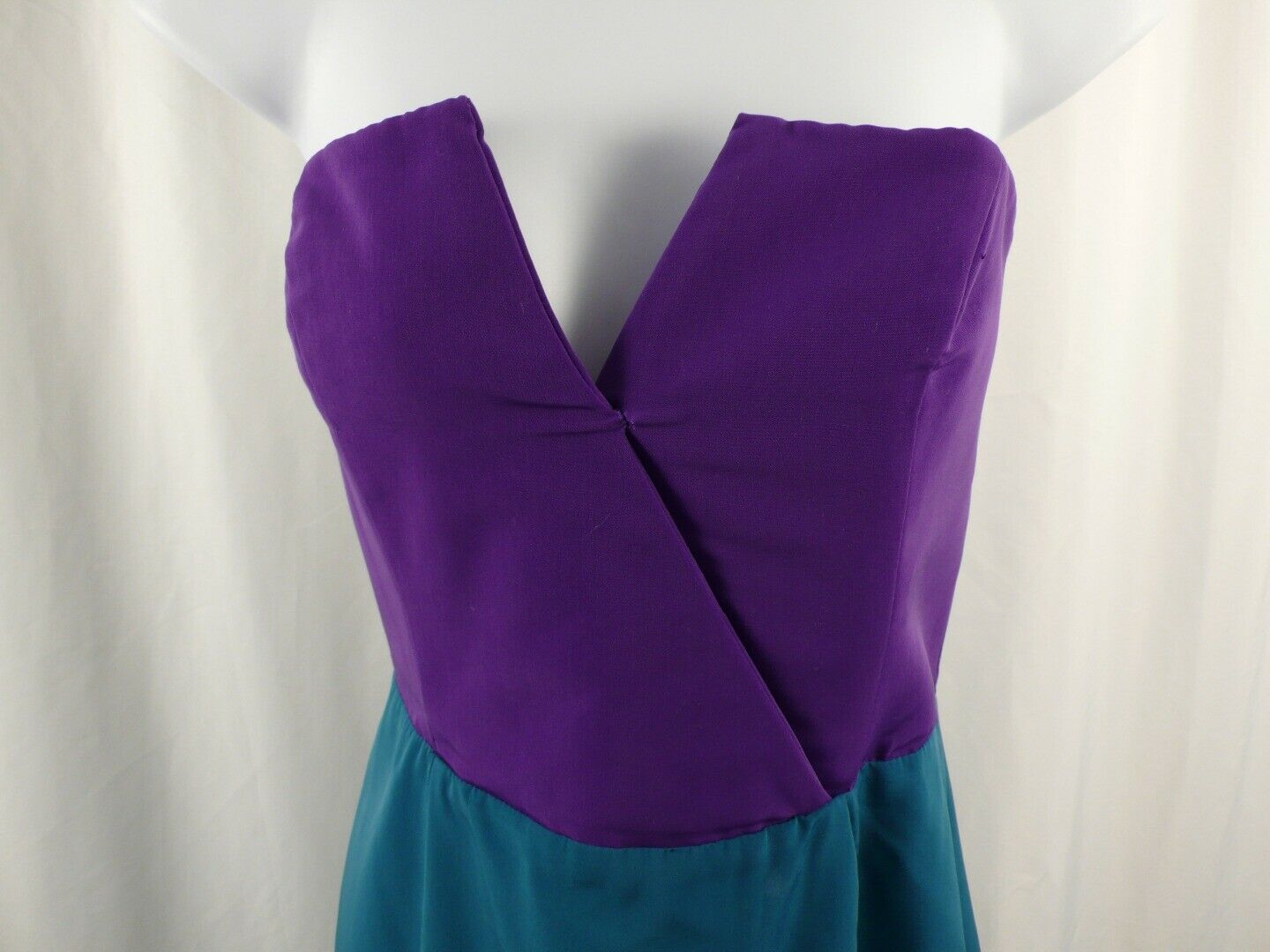 NAVEN Purple & Teal Color Block Bombshell Strapless Mini Dress Sz L - Image 3