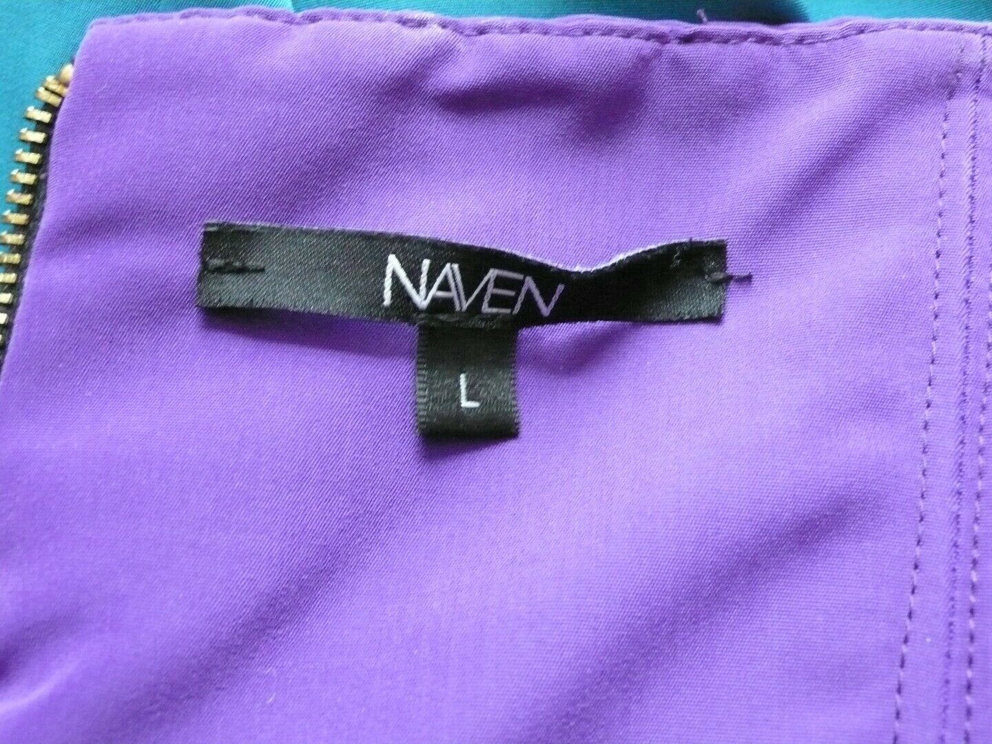 NAVEN Purple & Teal Color Block Bombshell Strapless Mini Dress Sz L - Image 5