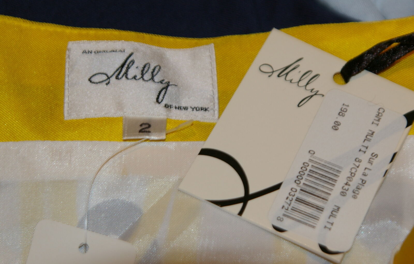 NWT MILLY Chain Link Print Cami in Yellow & Black w / 8 Gold Side Buttons Sz 2 - Image 8