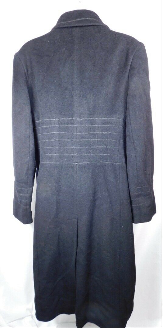 SEARLE Women's Black Wool Embroidery Trim Detail Button Front Coat Sz 10 - Image 5