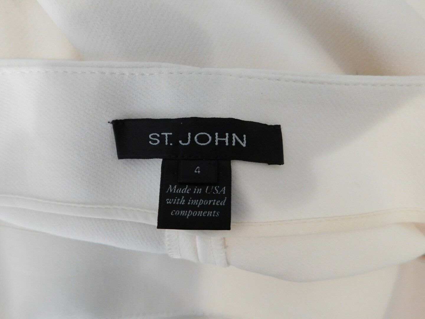 ST JOHN Women's Ivory Flat Front Straight Leg Pant Sz 4 - Image 6