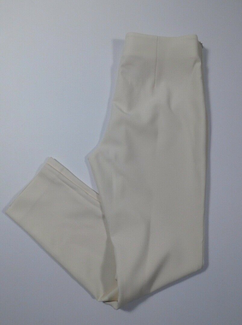 ST JOHN Women's Ivory Flat Front Straight Leg Pant Sz 4