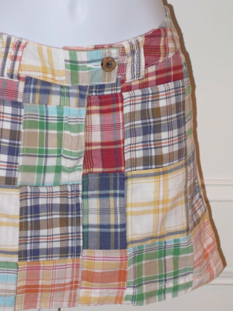 TAILOR VINTAGE Women's Reversible Plaid / Stripe Cotton Mini Skirt Sz 2 - Image 3