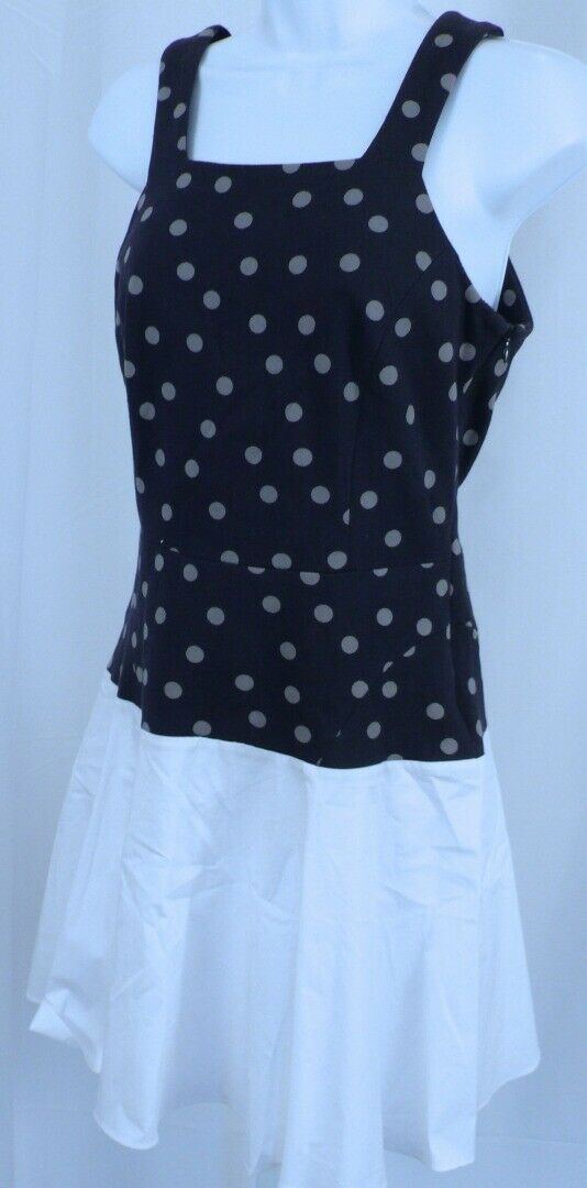 THAKOON ADDITION Navy Blue Gray Polka Dot Sleeveless White Skirt Dress Sz 4