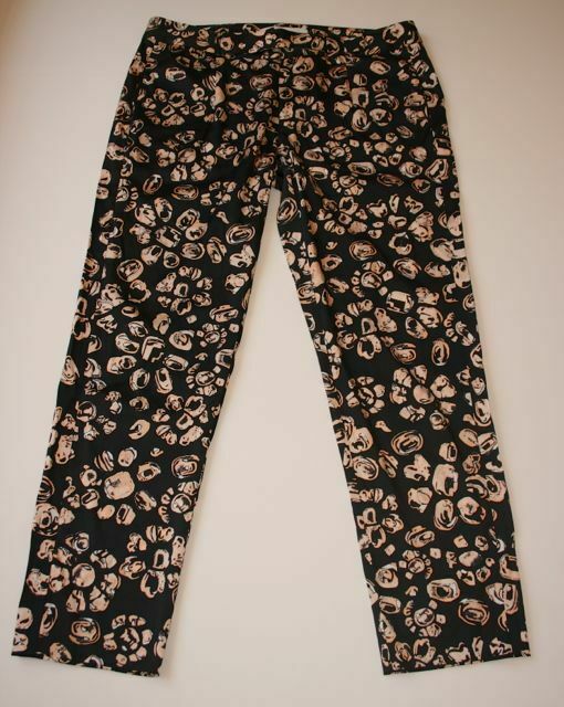 THAKOON ADDITION Womens Jewel-Print Silk Flat Front Trousers Black/Apricot Sz 4 - Image 3