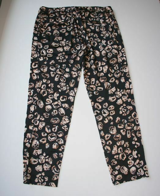 THAKOON ADDITION Womens Jewel-Print Silk Flat Front Trousers Black/Apricot Sz 4 - Image 4