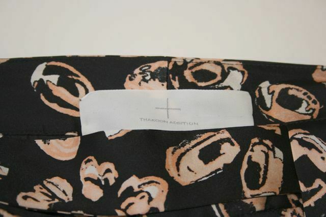 THAKOON ADDITION Womens Jewel-Print Silk Flat Front Trousers Black/Apricot Sz 4 - Image 6