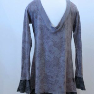TO LOVE Girls Gray Floral Print Soft Cotton Knit V-Neck Dress Sz 6