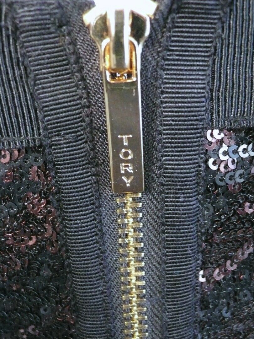 TORY BURCH Black Brown Sequins Elasticized Waist Mini Skirt Sz S - Image 4