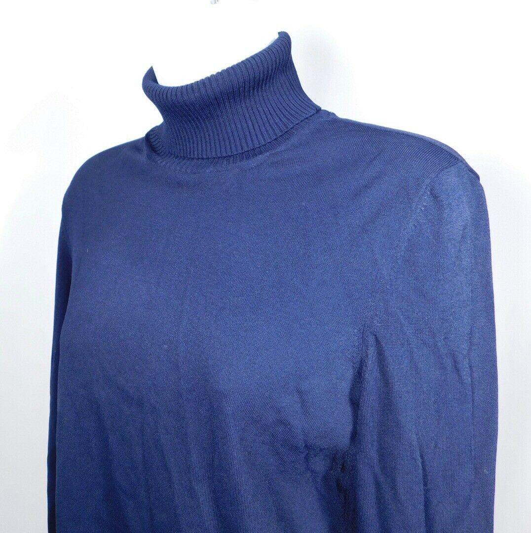 TORY BURCH Women's Navy Blue Thin Knit Turtleneck Sweater Sz S/P - Image 3
