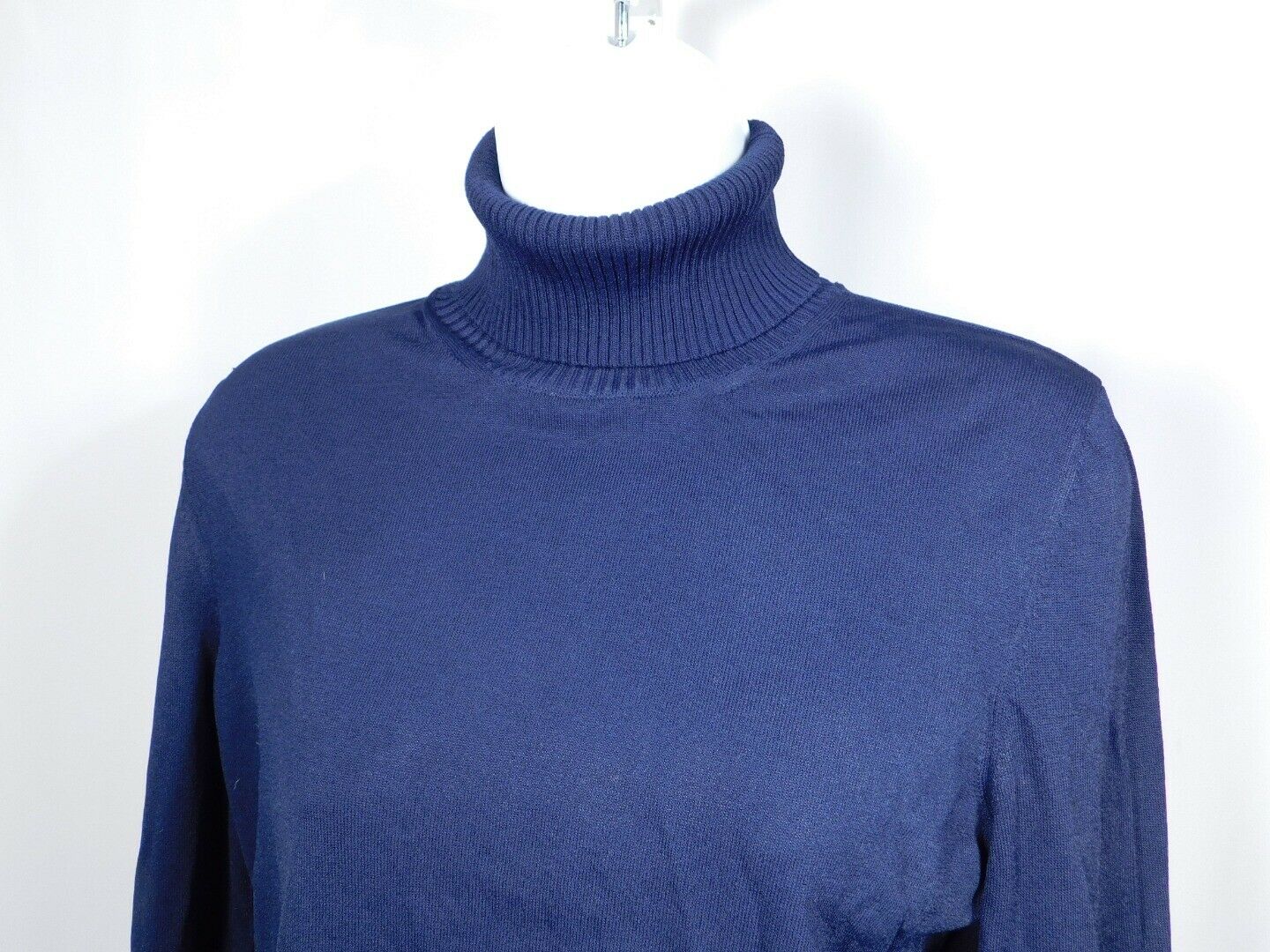 TORY BURCH Women's Navy Blue Thin Knit Turtleneck Sweater Sz S/P - Image 4