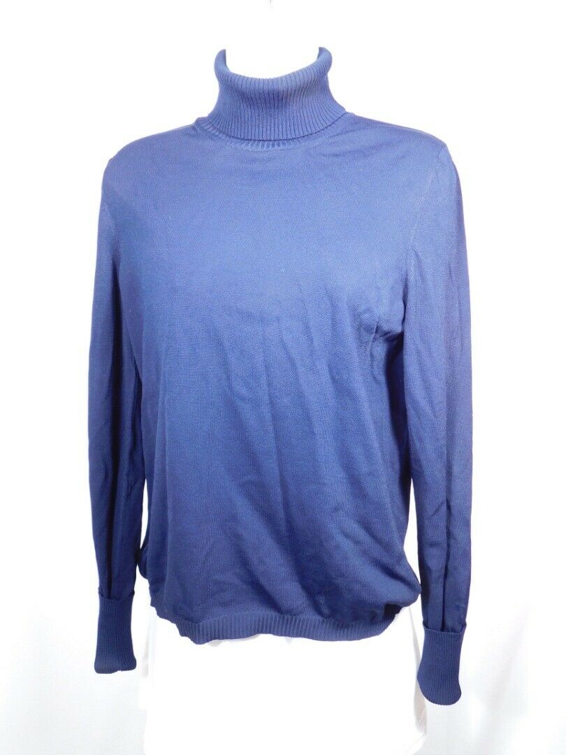 TORY BURCH Women's Navy Blue Thin Knit Turtleneck Sweater Sz S/P - Image 5