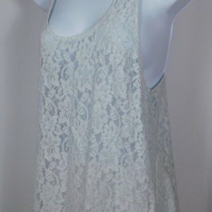 WILFRED Women's Ice Blue Lace Sleeveless Satin Trim Racer Back Top Sz S