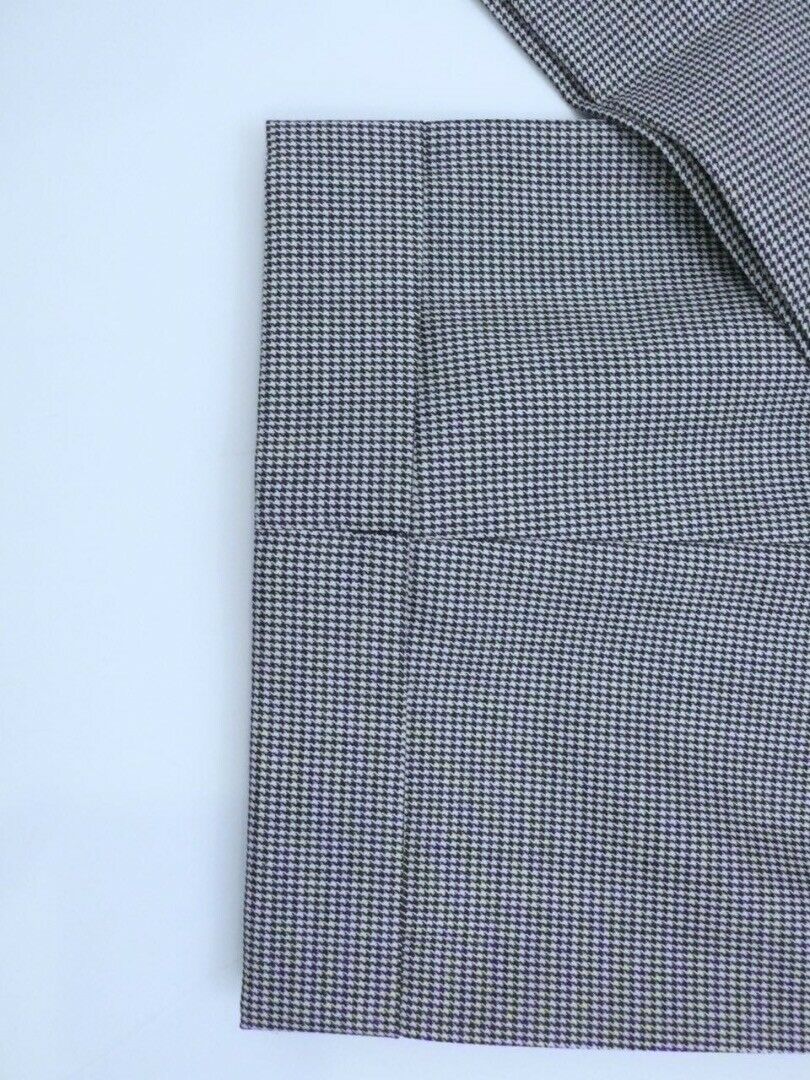 ZIGNONE Super 100s Mens Black & White Micro Check Wool Pleat Front Trouser Sz 33 - Image 9