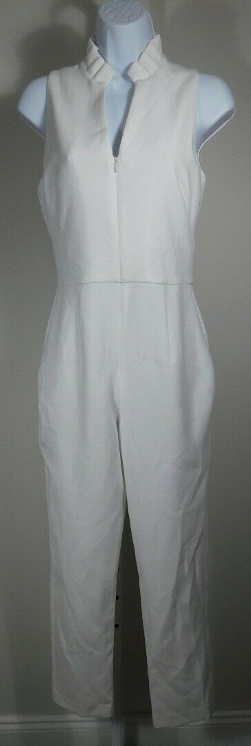 BLACK HALO Women's Cream Sleeveless V-Neck Cropped Antoinette Jumpsuit Sz 4 $375 - Image 3