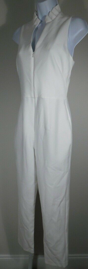BLACK HALO Women's Cream Sleeveless V-Neck Cropped Antoinette Jumpsuit Sz 4 $375
