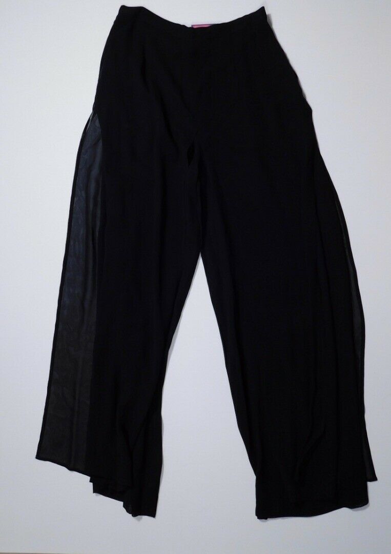 CACHE Women's Black Chiffon Panel Over Wide Leg Palazzo Cocktail Dress Pant Sz 4 - Image 3