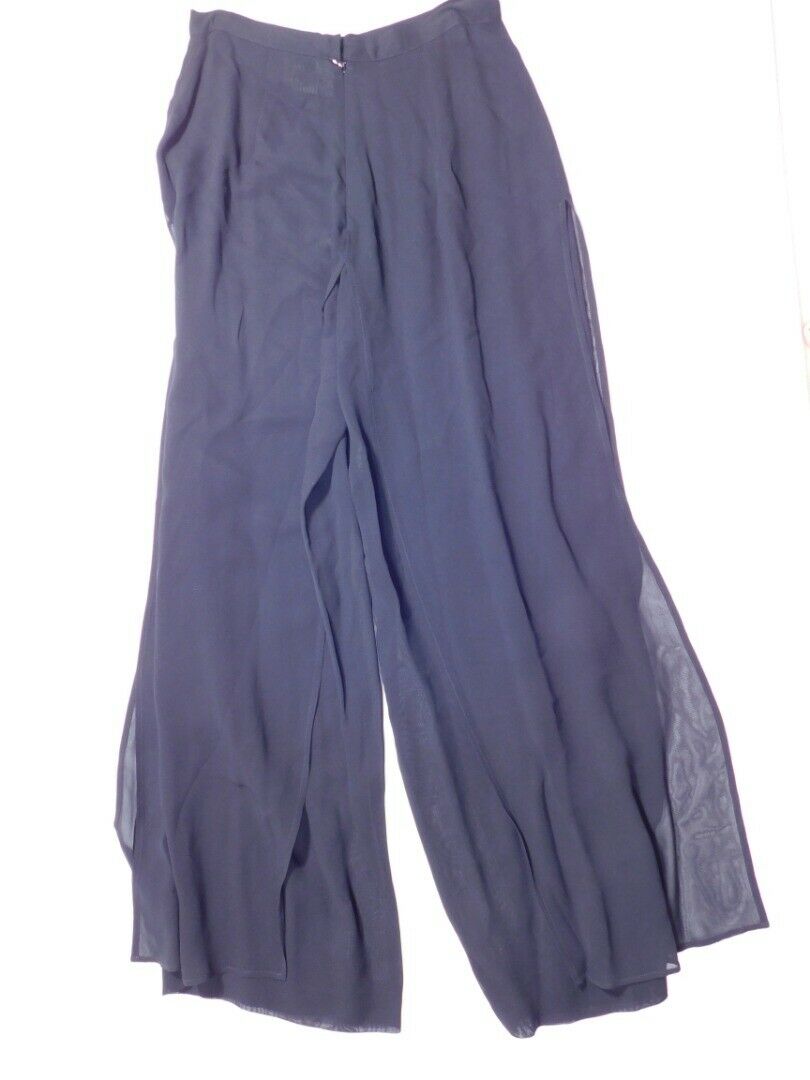 CACHE Women's Black Chiffon Panel Over Wide Leg Palazzo Cocktail Dress Pant Sz 4 - Image 5