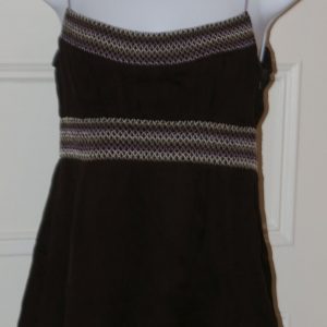 CATHERINE MALANDRINO Black Purple Gray Spagetti Strap Embroidered Silk Top Sz S