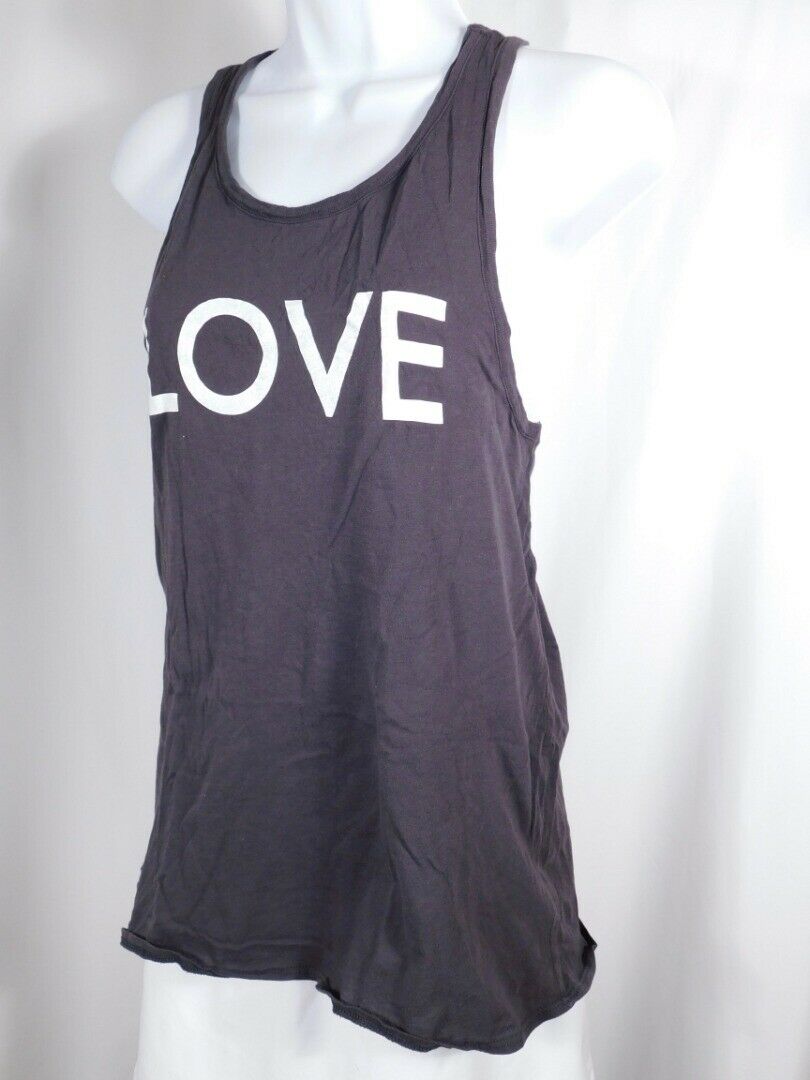 CHA SOR Women's Charcoal Gray Race Back "LOVE" Tank Top Sz L