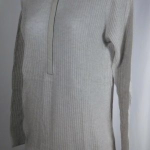 CLUB MONACO Women's Gray Thin Knit Ribbed Cashmere 7 Button Sweater Sz S/P