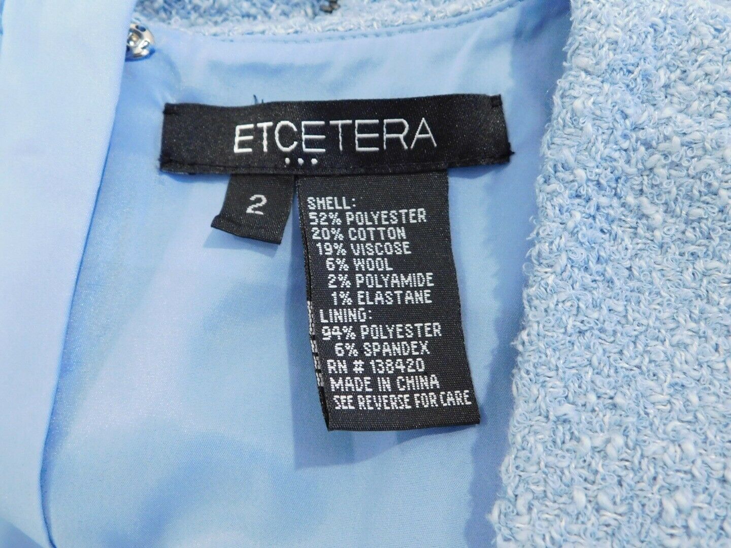ETCETERA Women's Blue Sleeveless Sheath Dress & Jacket Sz 2 - Image 10