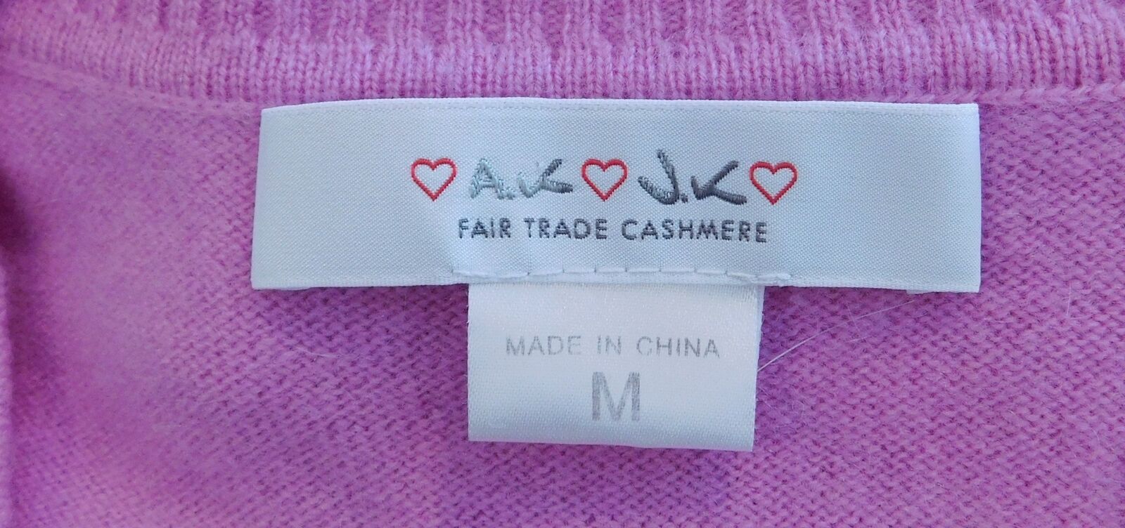 FAIR TRADE CASHMERE Pink Ski Design On Back V-Neck Cashmere Sweater Sz M ($180) - Image 8