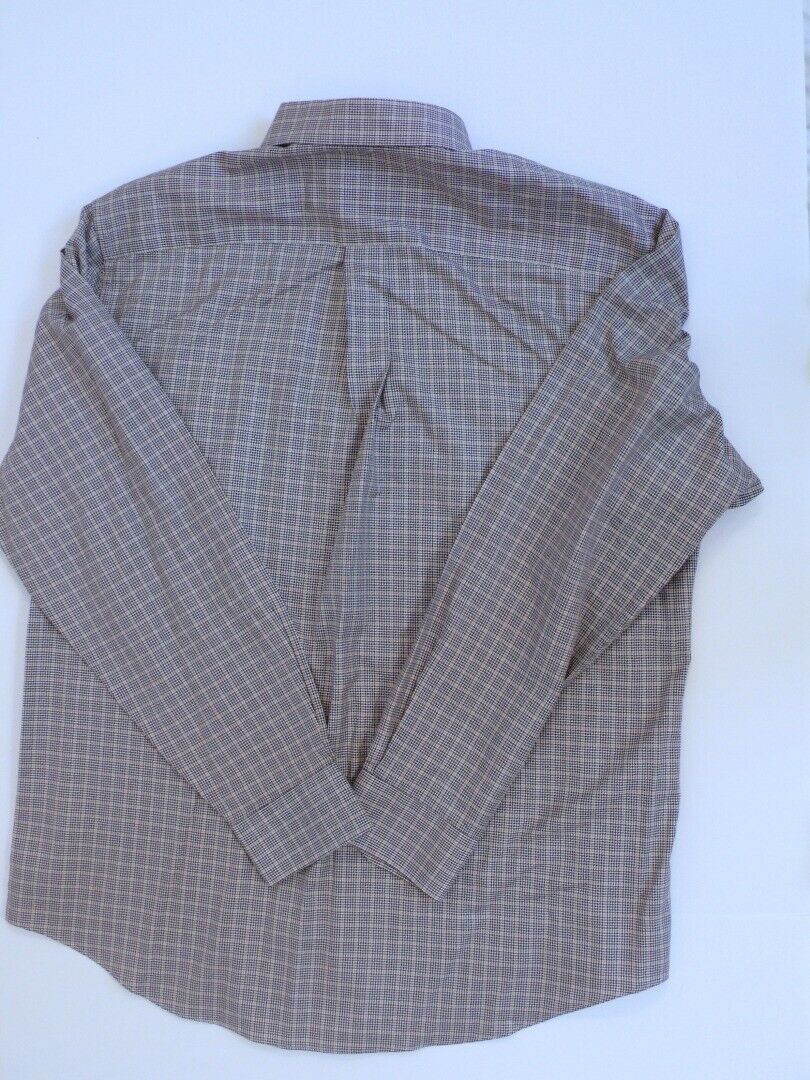 JOS A BANKS Mens Brown Micro Check Cotton Tailored Fit Button Front Shirt Sz L - Image 5