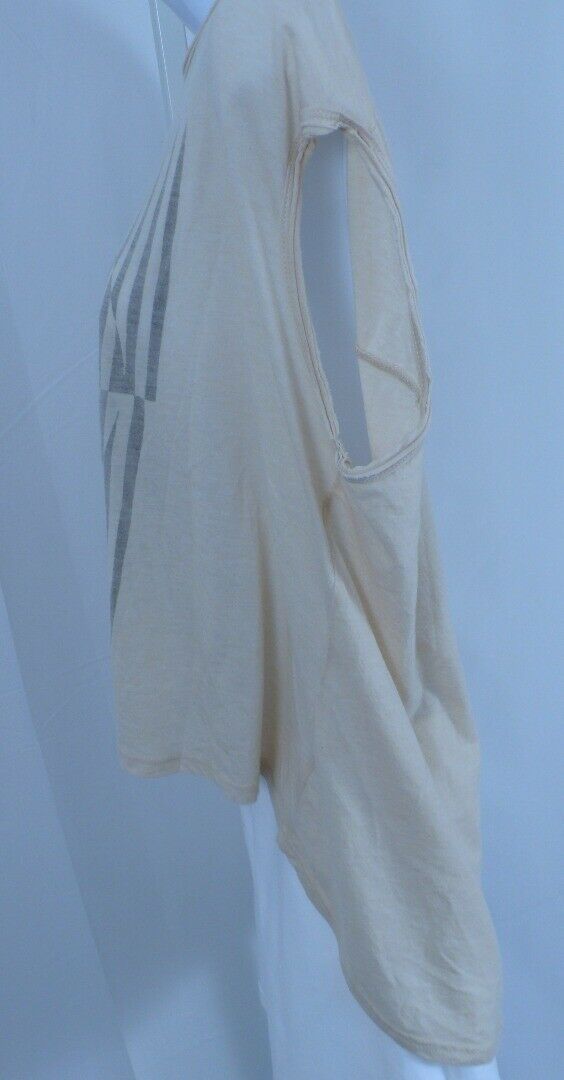JUNK FOOD Women's Off White Cotton Gray Graphic Smiley Face SS T Shirt Sz Xs S - Image 6