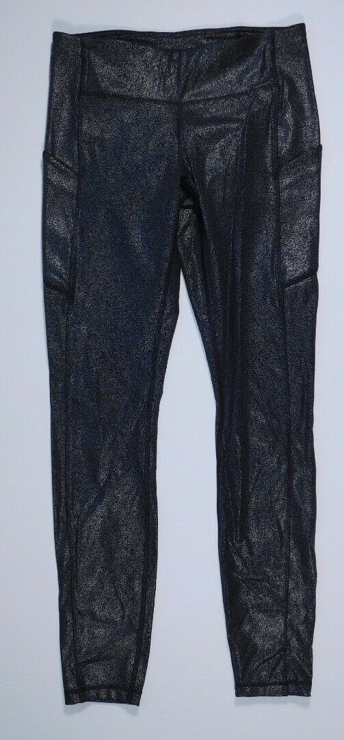 LULULEMON NWOT Woman's Black W Silver Metallic Thigh Pcokets Legging Pant Sz 6 - Image 3