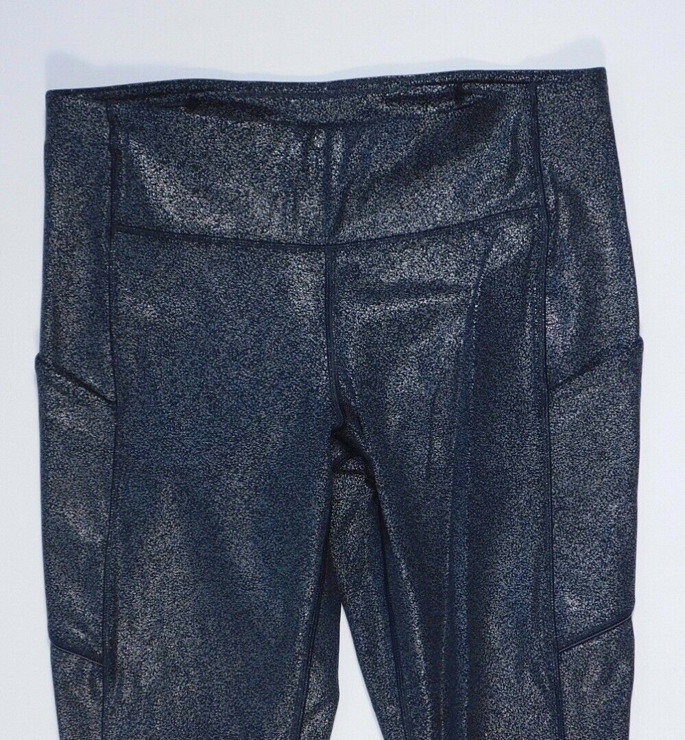 LULULEMON NWOT Woman's Black W Silver Metallic Thigh Pcokets Legging Pant Sz 6 - Image 4