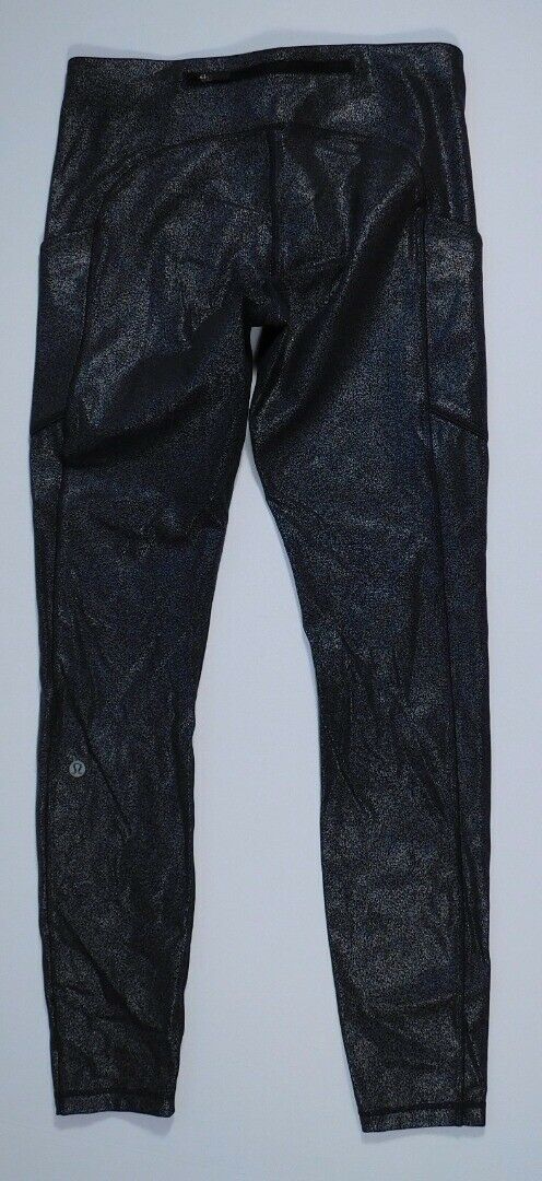 LULULEMON NWOT Woman's Black W Silver Metallic Thigh Pcokets Legging Pant Sz 6 - Image 6