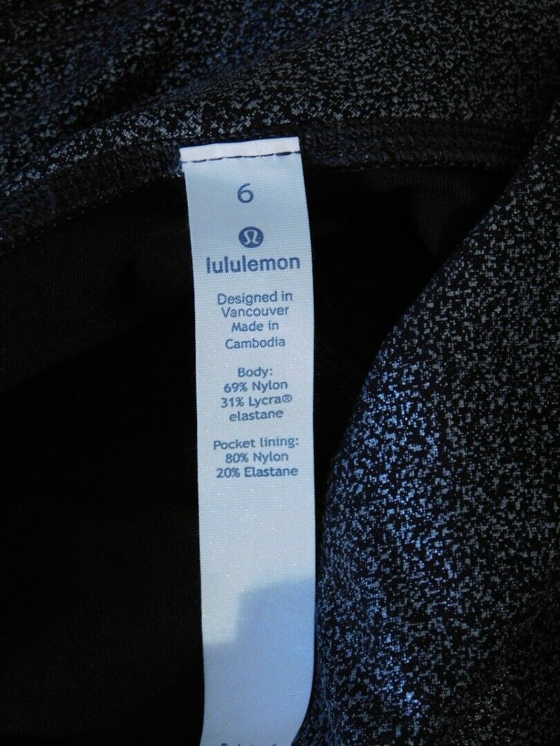 LULULEMON NWOT Woman's Black W Silver Metallic Thigh Pcokets Legging Pant Sz 6 - Image 9