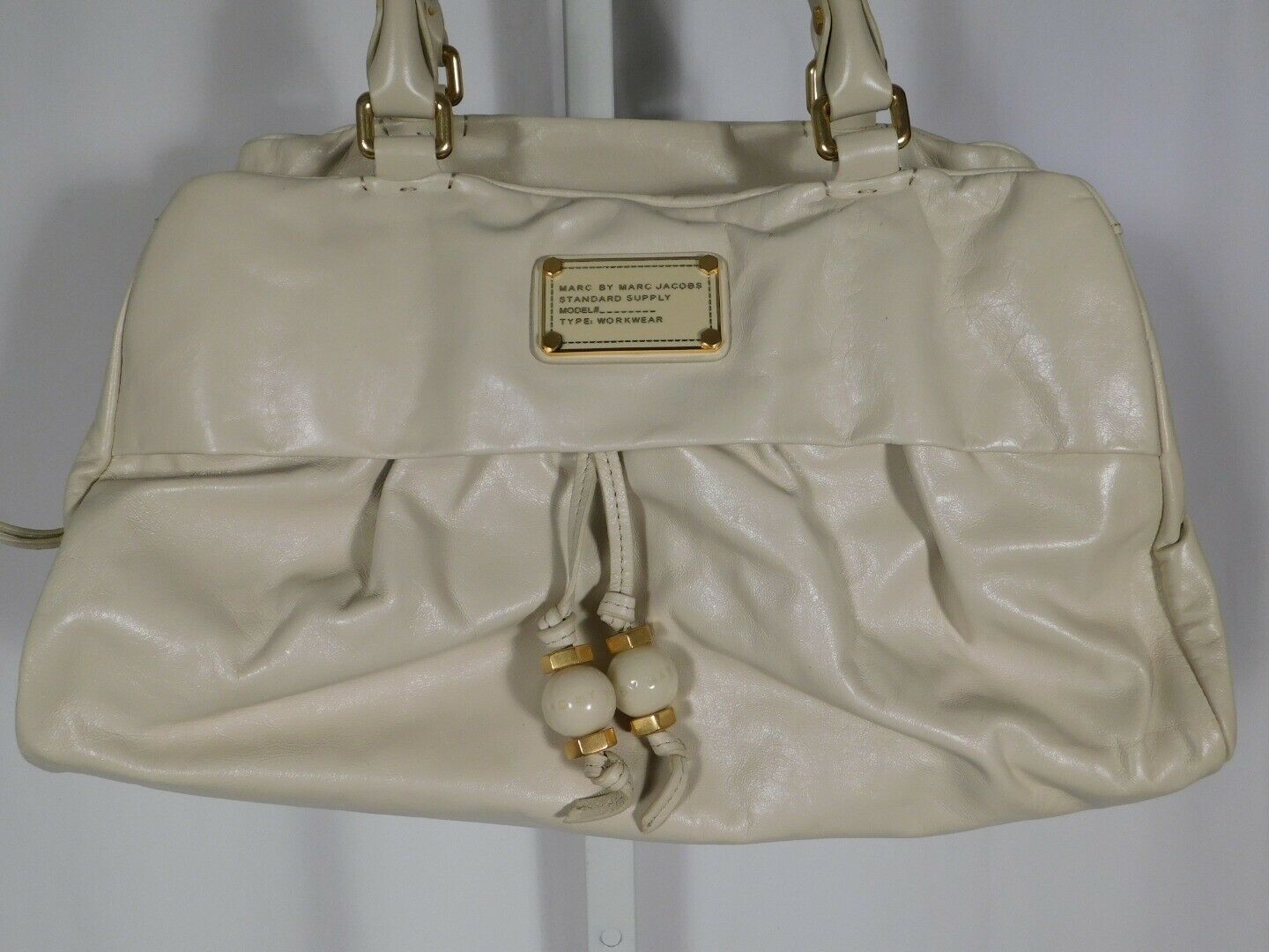 MARC BY MARC JACOBS Beige Leather Zip Close Satchel Handbag - Image 2