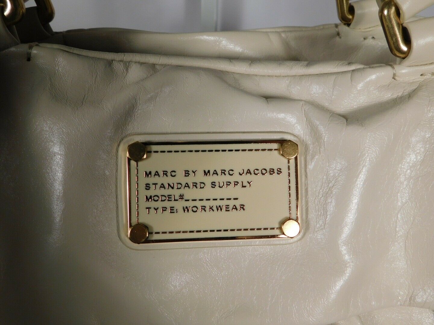 MARC BY MARC JACOBS Beige Leather Zip Close Satchel Handbag - Image 4