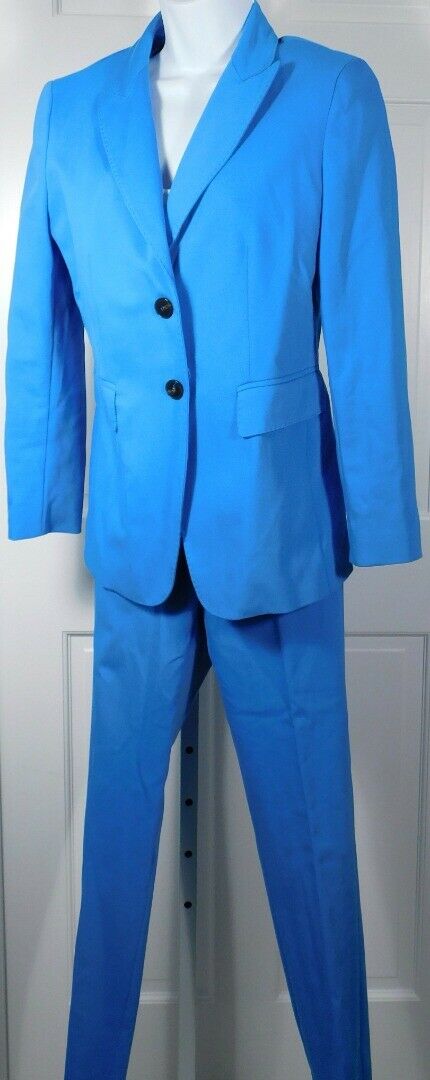 MARELLA Women's Turquoise Cotton Stretch Flat Front Cropped Pant Suit Sz 6 $770 - Image 3