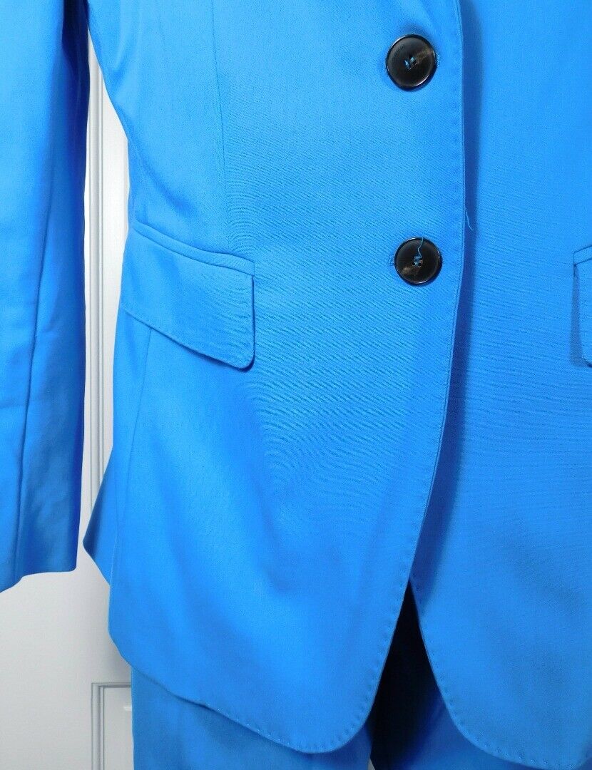 MARELLA Women's Turquoise Cotton Stretch Flat Front Cropped Pant Suit Sz 6 $770 - Image 5