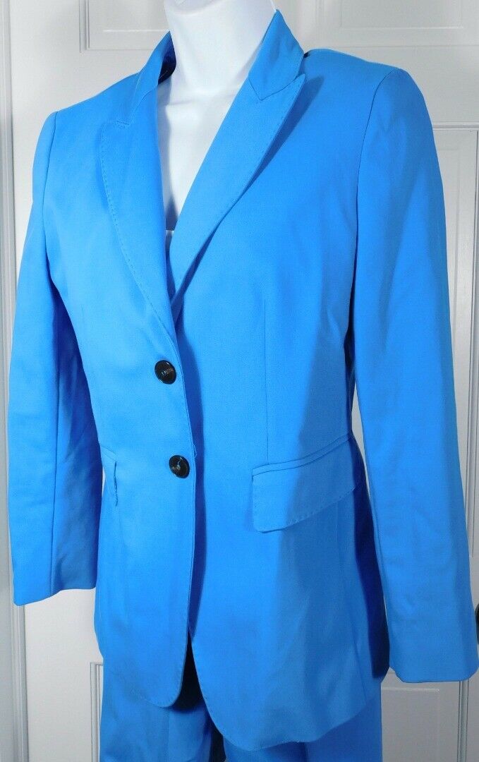MARELLA Women's Turquoise Cotton Stretch Flat Front Cropped Pant Suit Sz 6 $770